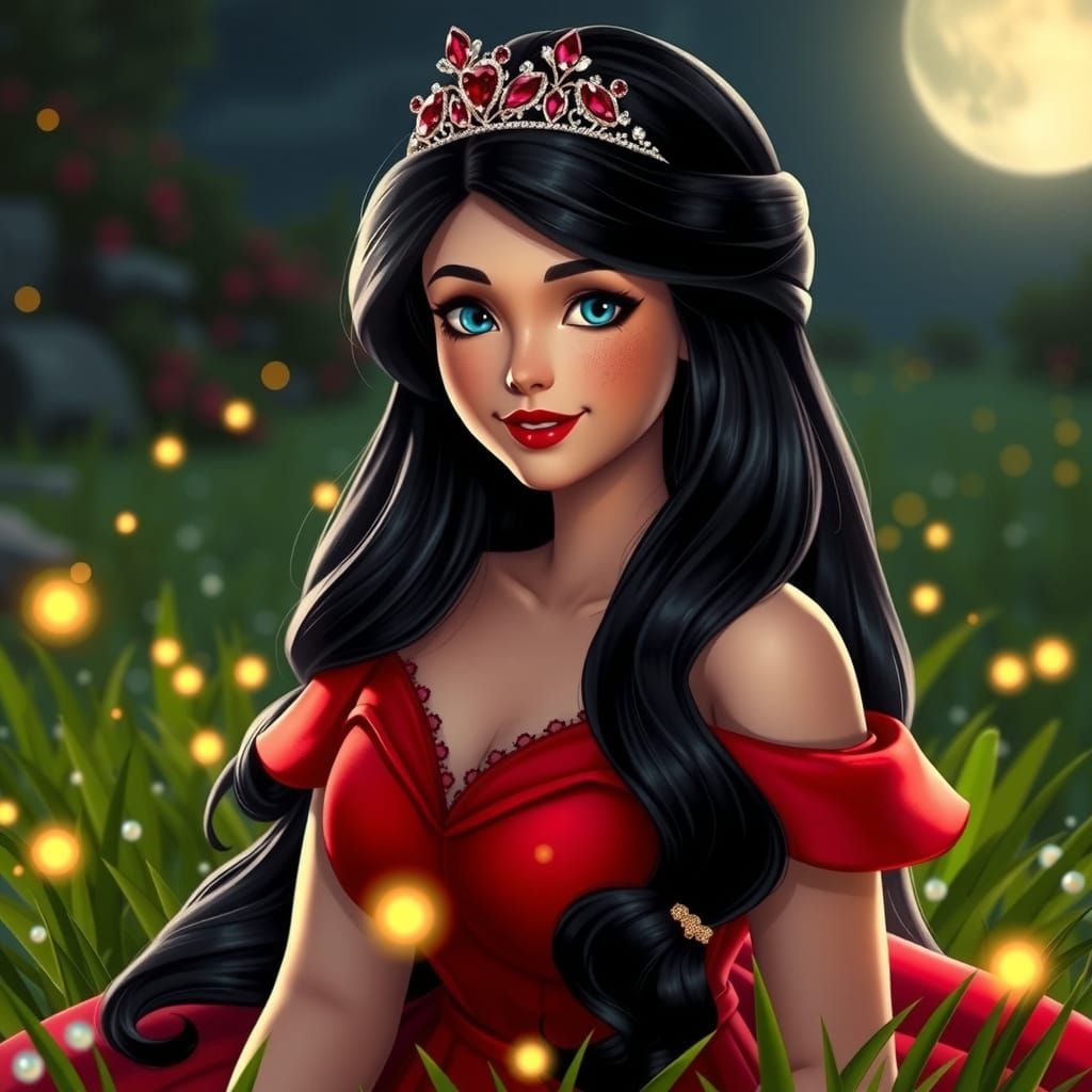 Snow White Portrait with Fireflies in Artgerm Style