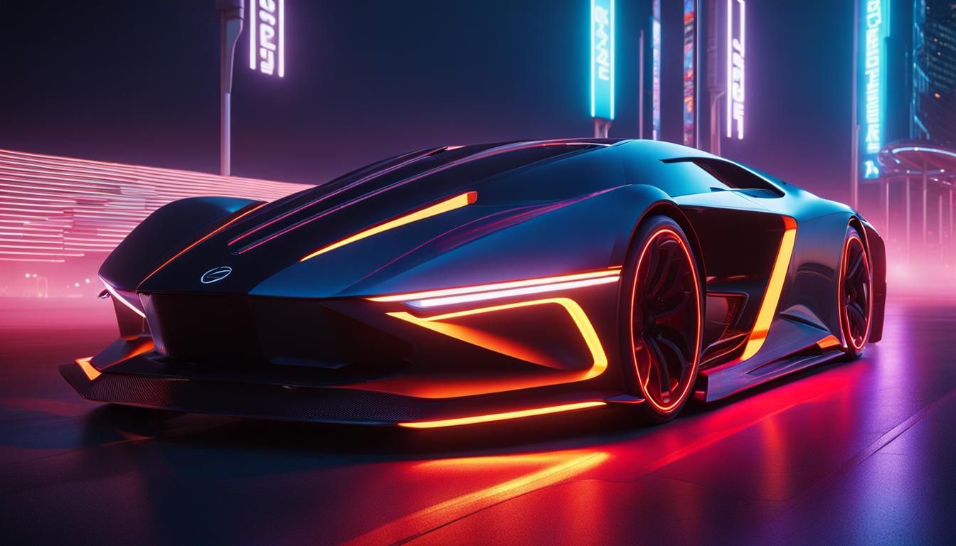 Electric Blue Cyberpunk Sports Car on Highway