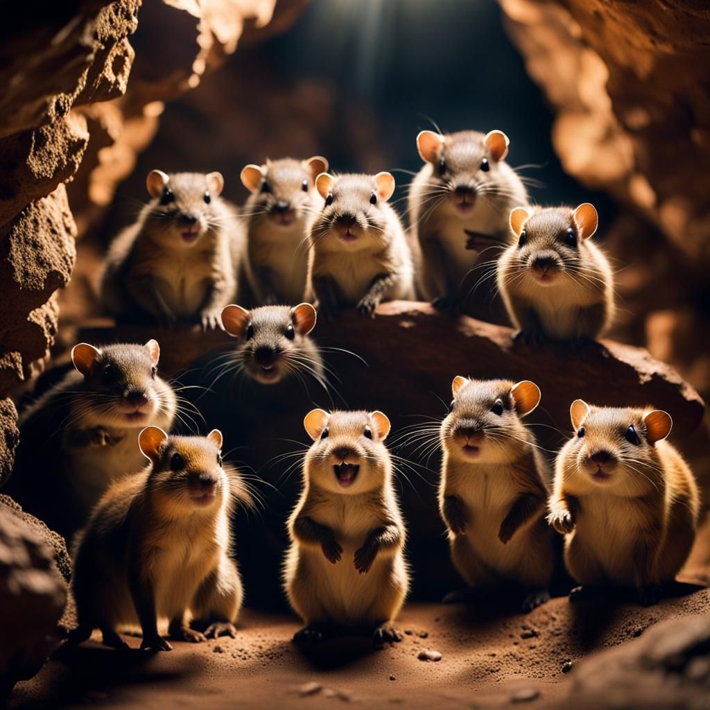 Small Furry Animals Grooving in Cave: Photo