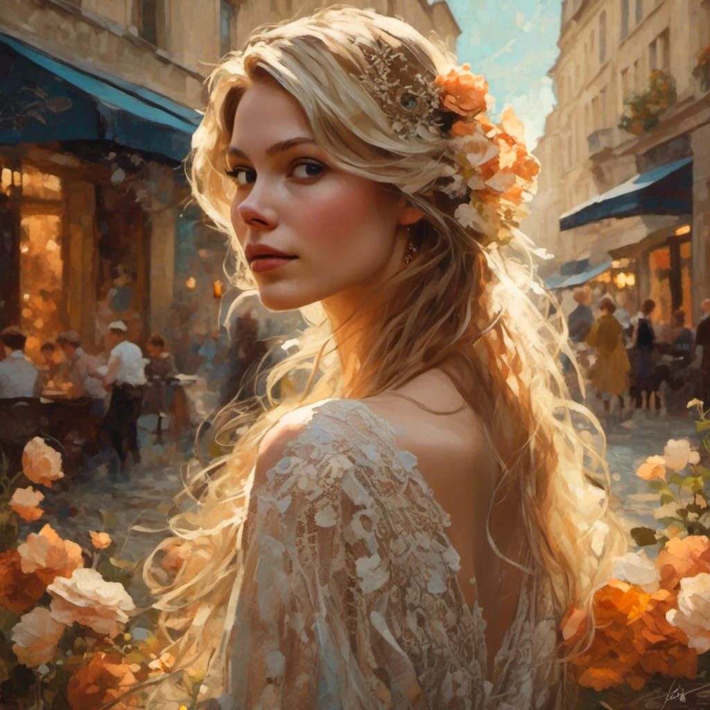 Elegant Woman in 1920s French Cityscape