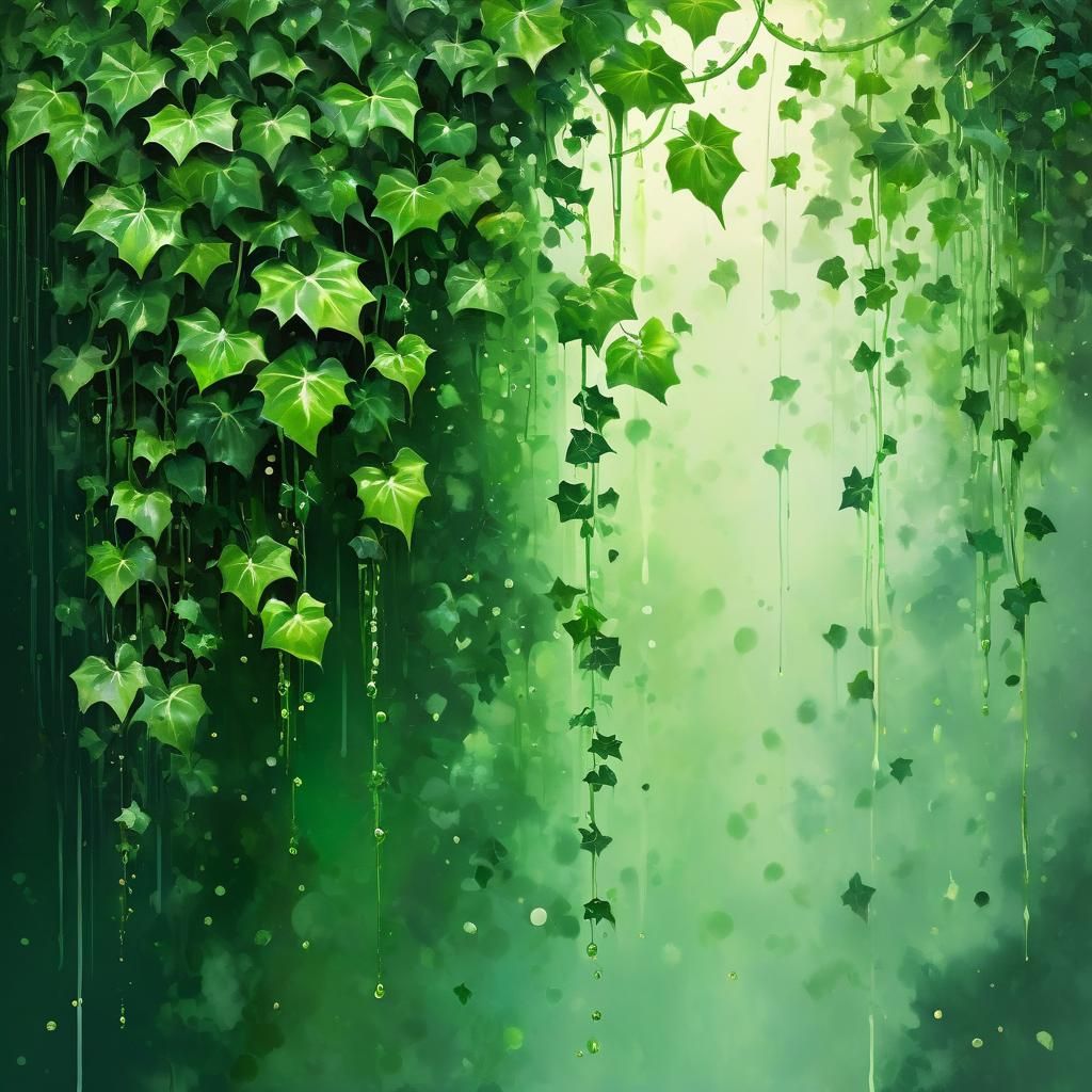 Green Ivy Canvas Print in Watercolor Style