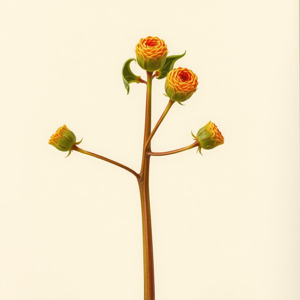 Delicate Euphorbia meloformis in Whimsical Botanical Style