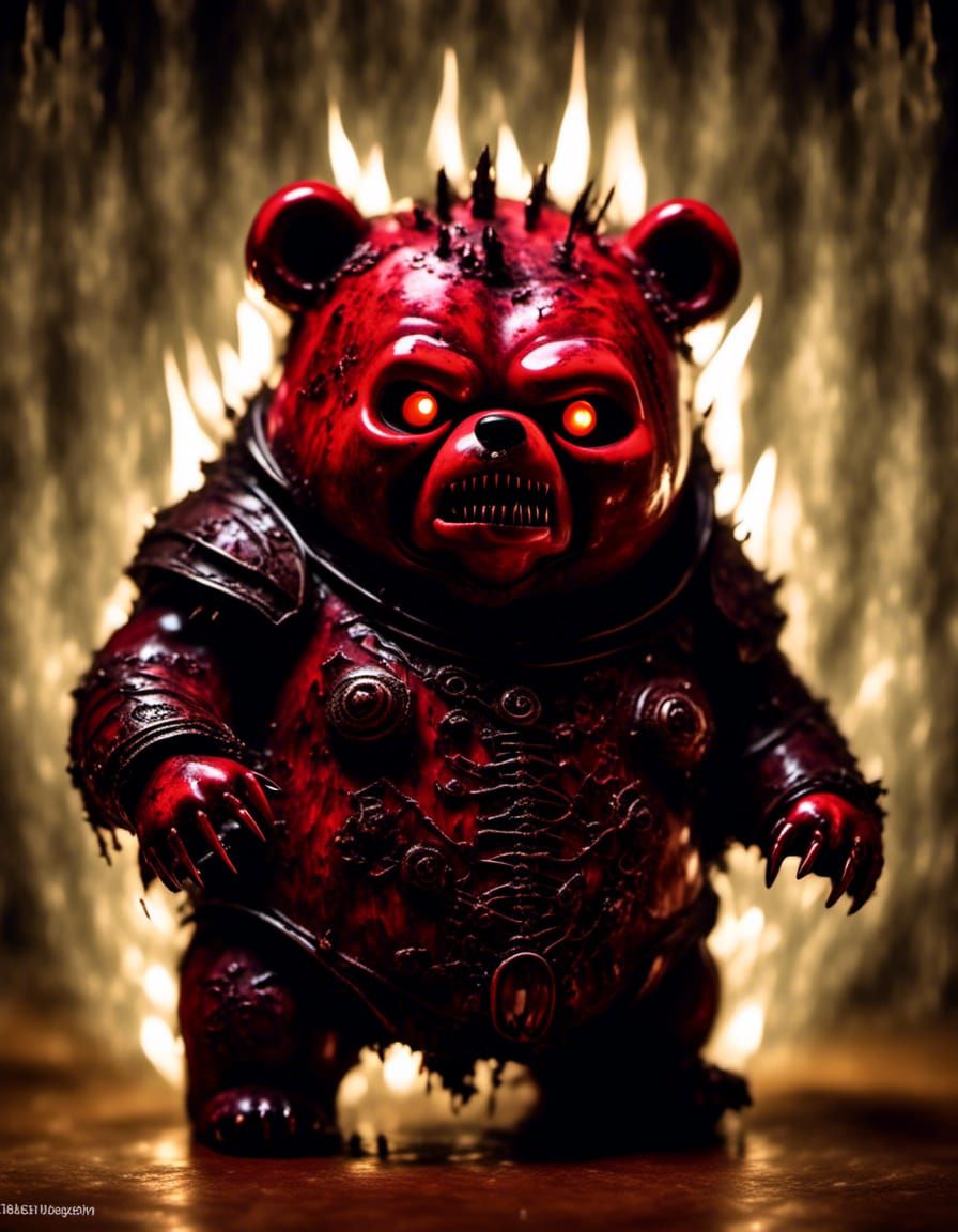 Grotesque Chibi Imp Bear Portrait in Microphotography