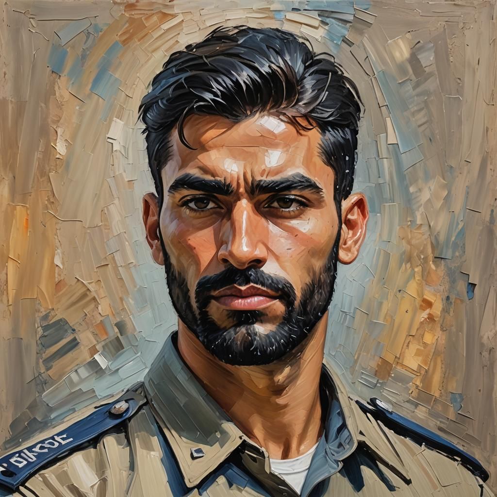 Handsome Man in Red Robe: Impasto Impressionist Portrait