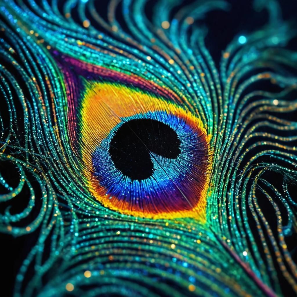 Celestial Peacock Feather Galaxy in Cosmic Surrealism