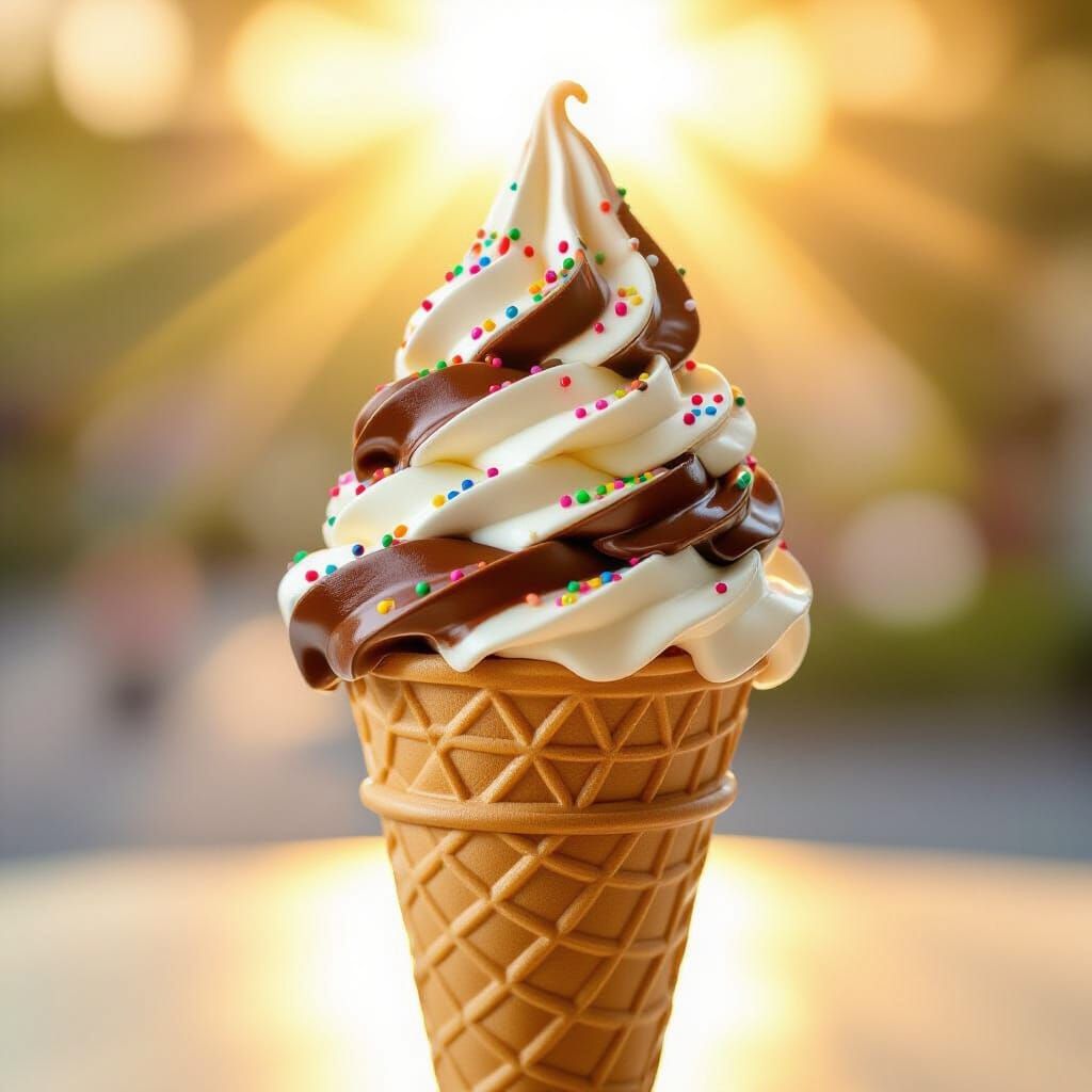 Giant Ice Cream Cone in Impressionist Style