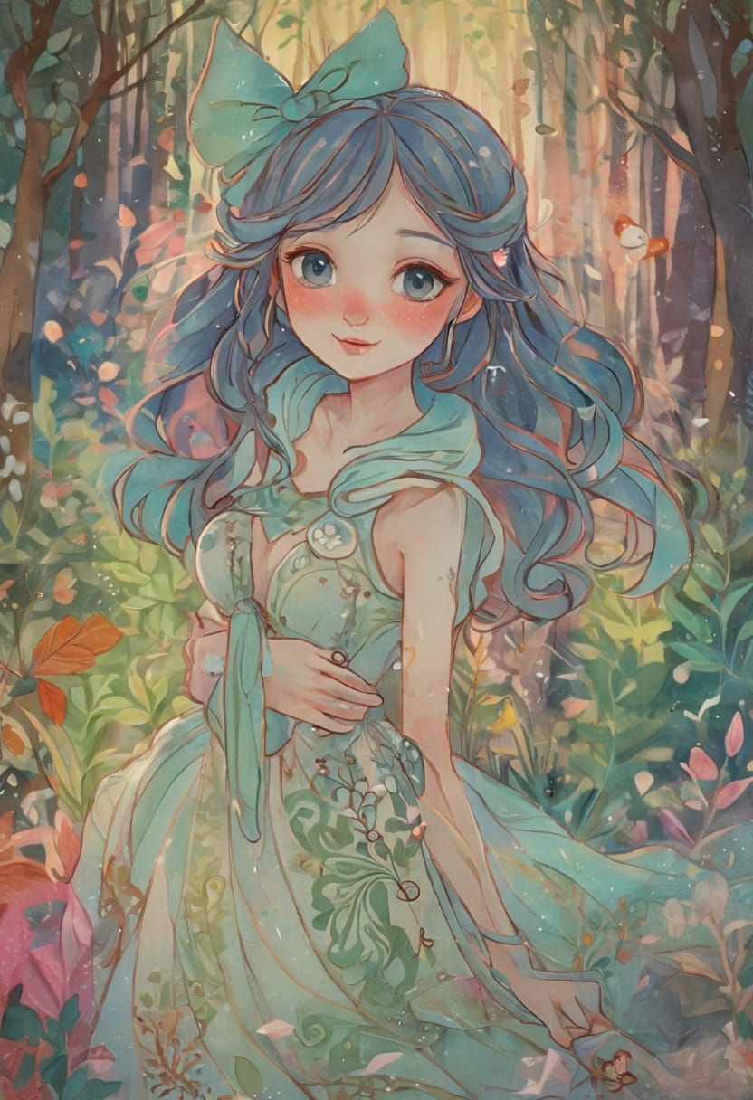 Dreamy Princess in Magical Forest Splash Art