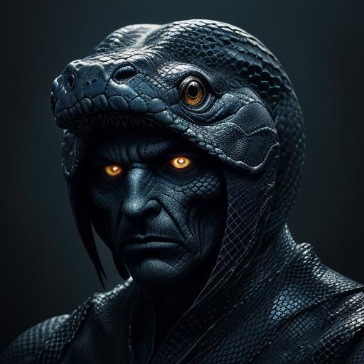 Eerie Snake Portrait in Surrealist Style