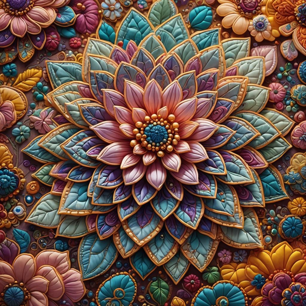 Floral Quilted Blankets in Macro Photography Style