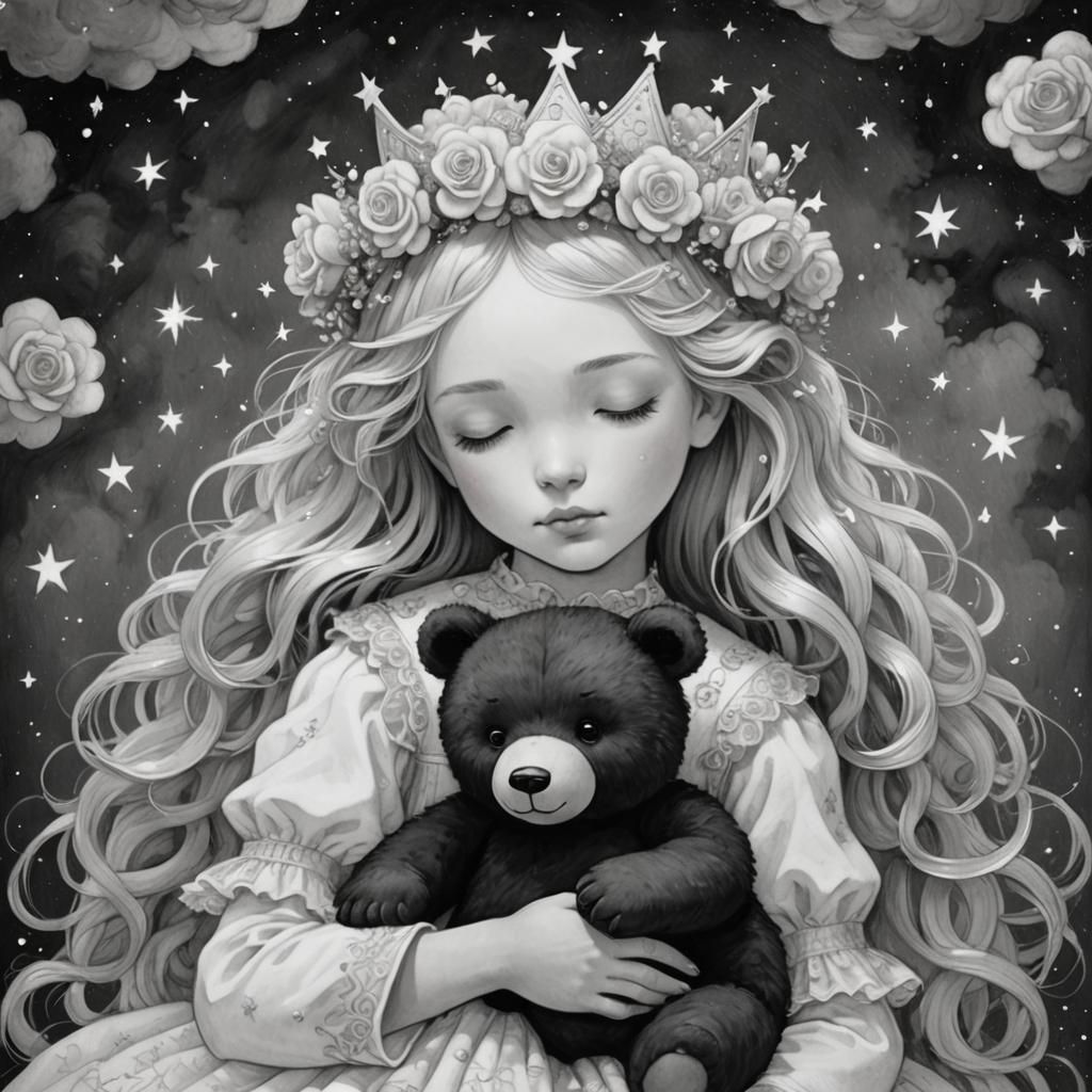 Dreamy Black and White Starry Scene