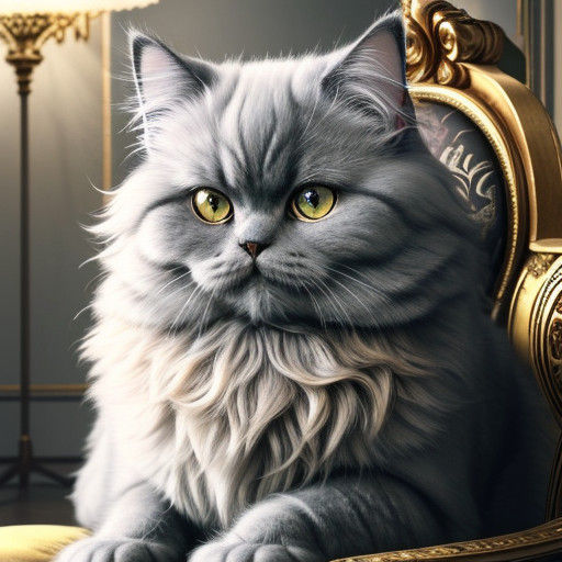 Elegant Grey Persian Cat in Opulent Velvet Paradise