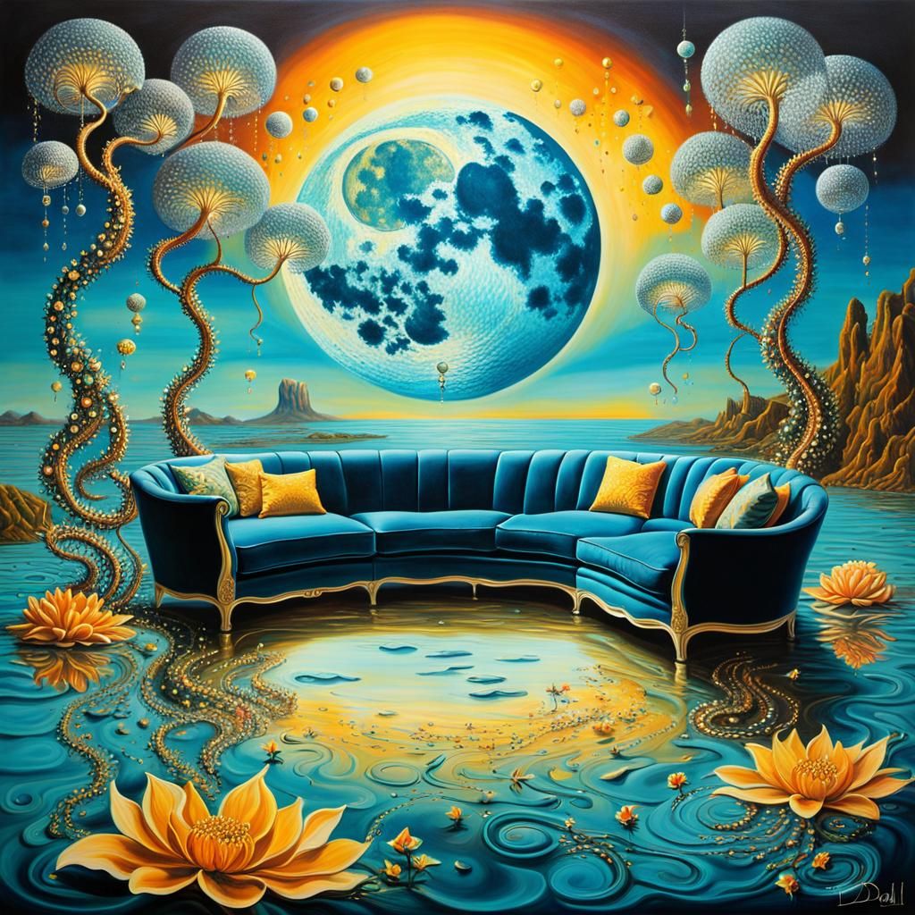 Surreal Tentacle Landscape in Oil on Canvas