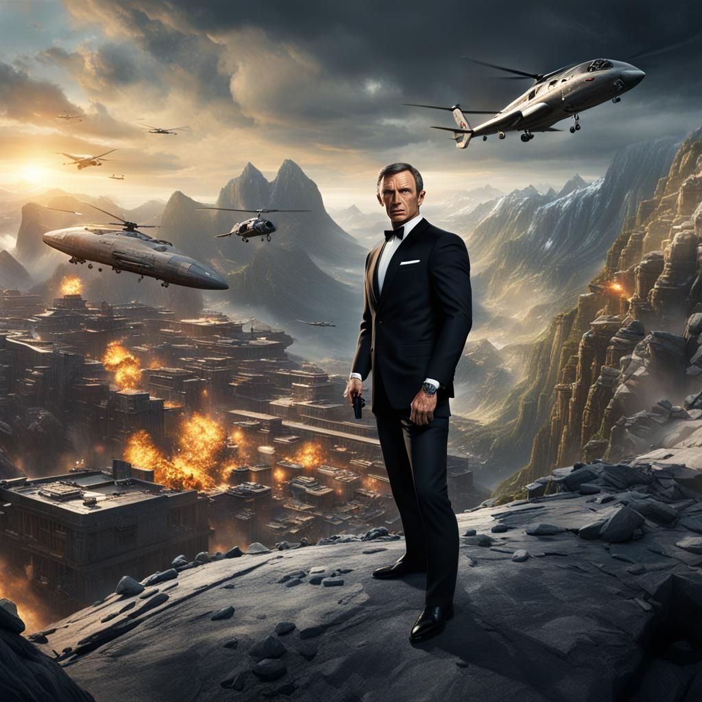 James Bond 007 Action Scene: Detailed Matte Painting