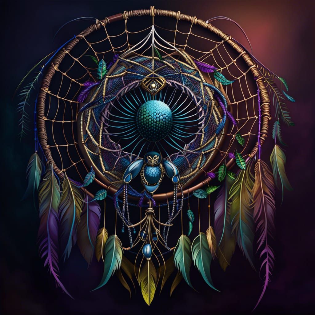 Intricate Dreamcatcher Woven by Spider
