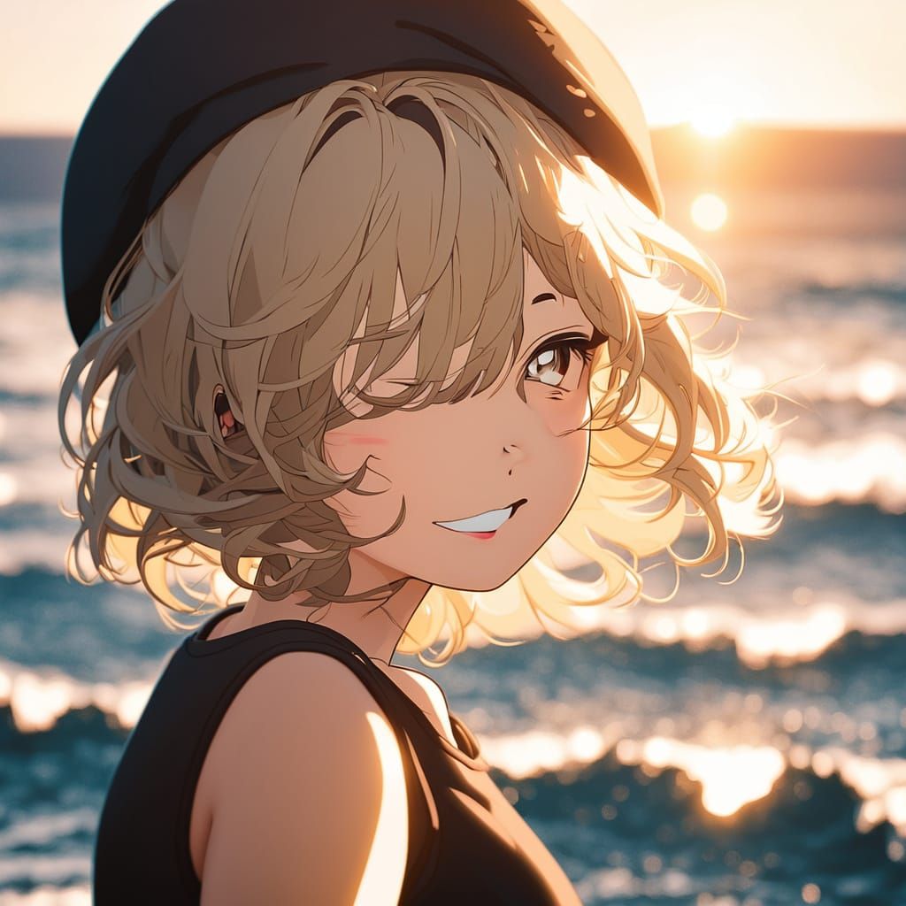Idol Model Winking Portrait in Golden Light