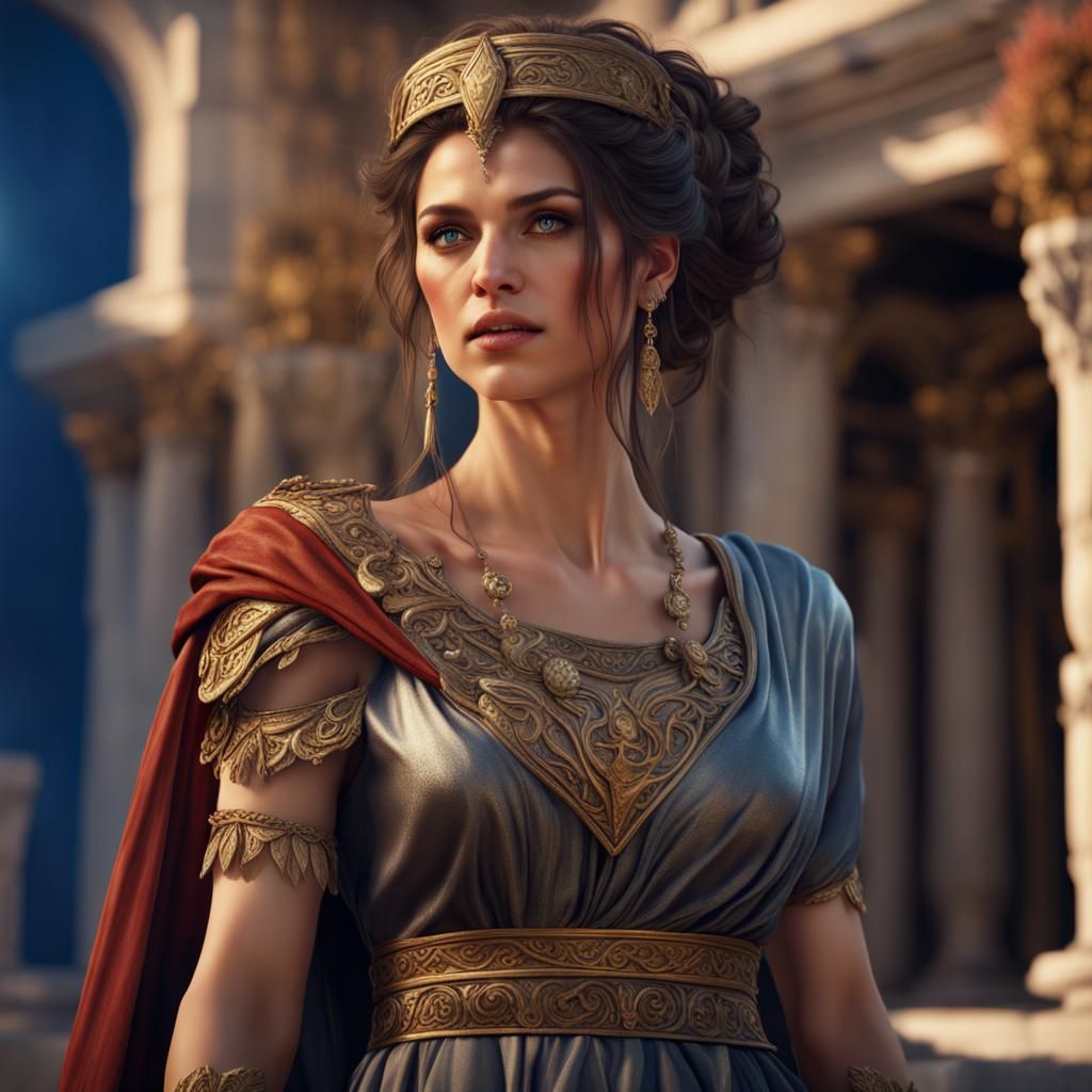 Beautiful Woman in Greek Clothing: Digital Art