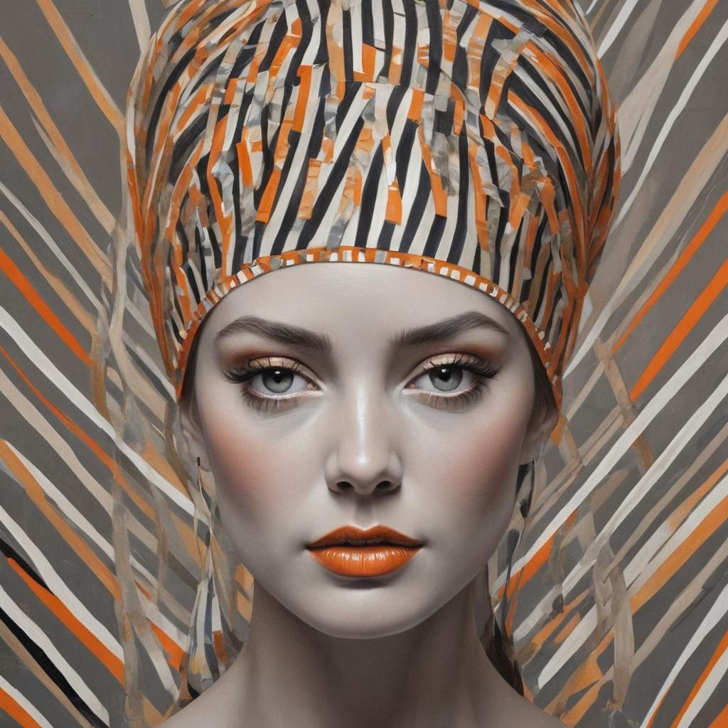 Glamorous Kitsch Woman in Geometric Bauhaus Style