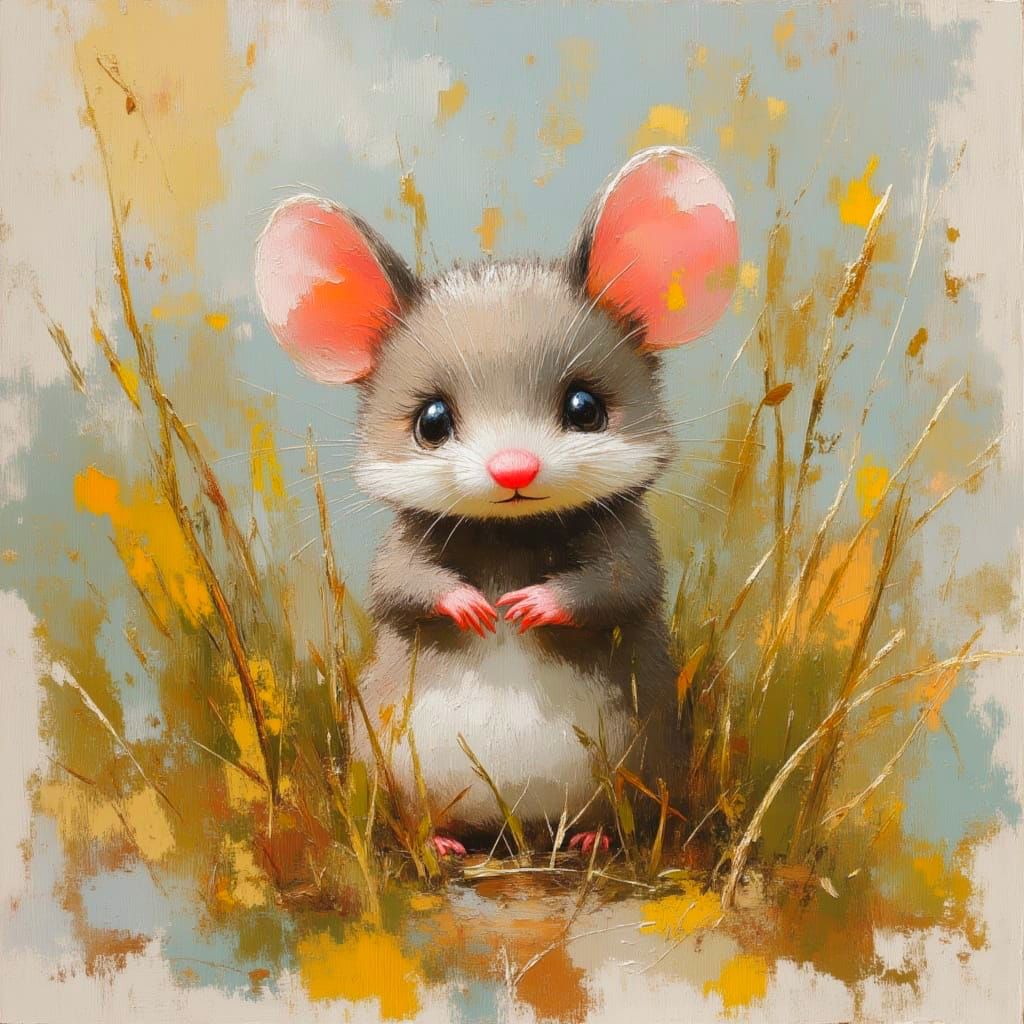 Cozy Mouse: A Hand-Painted Scene