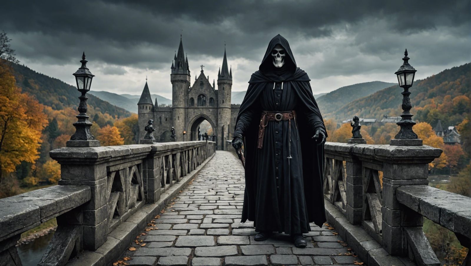 Grim Reaper Blocks Wizards on Stone Bridge
