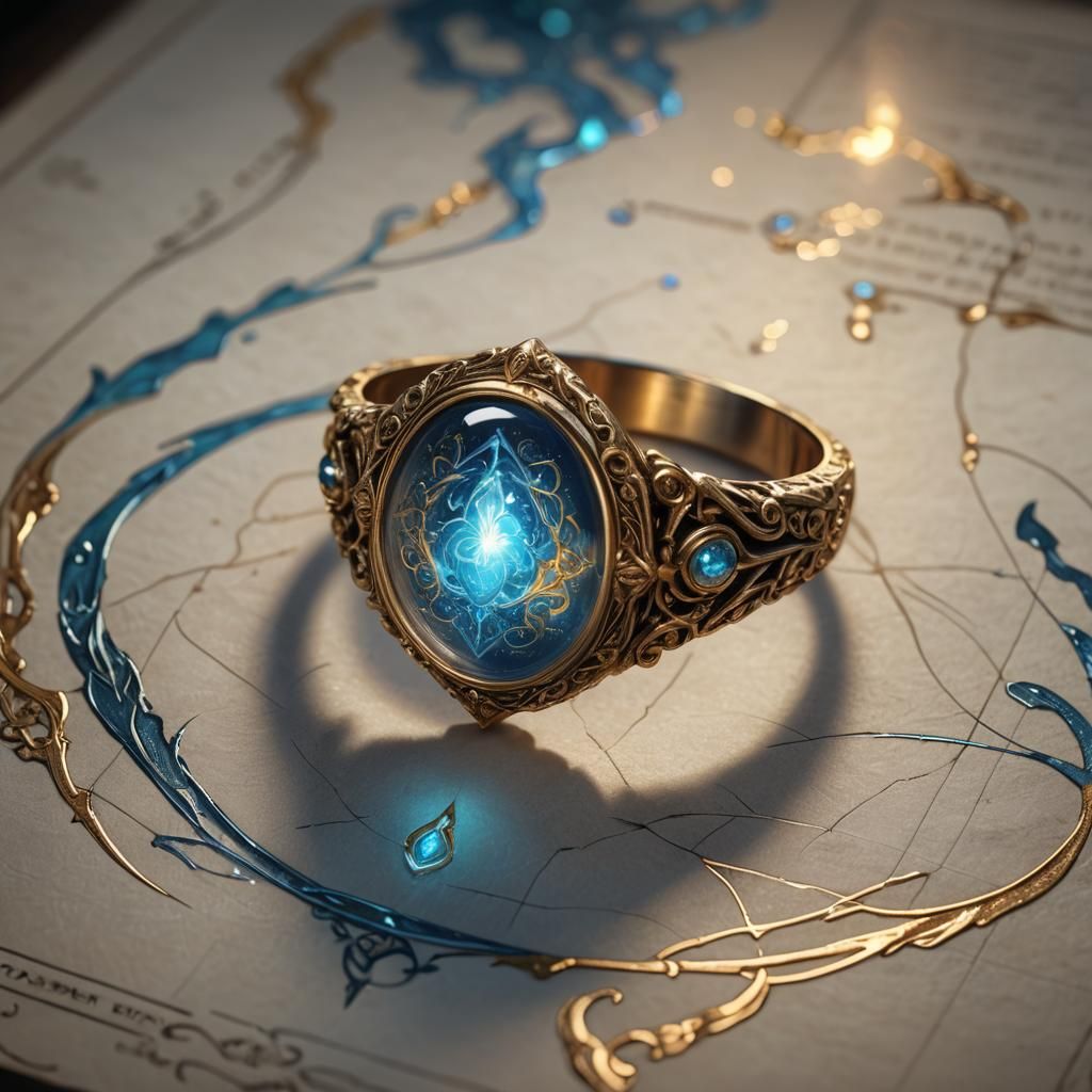 Elven Ring on Parchment with Luminescent Glow