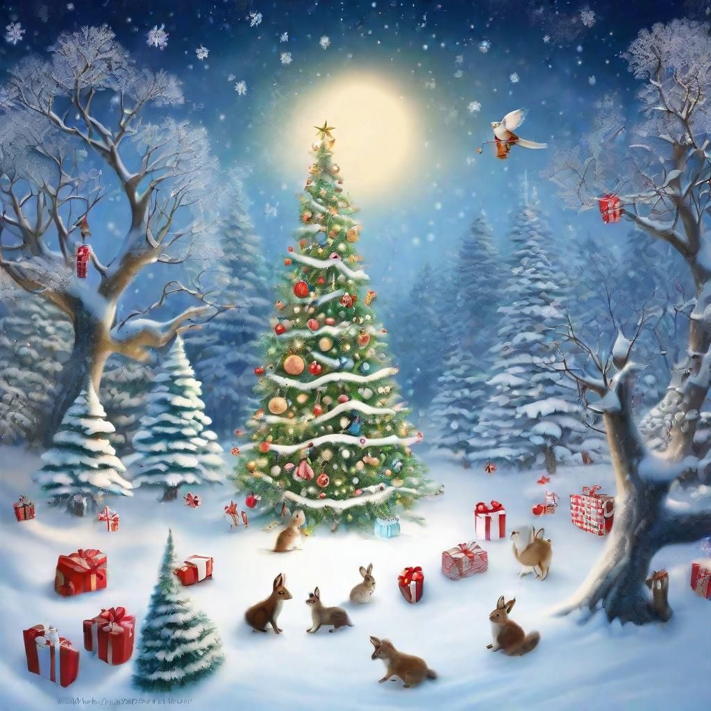 Whimsical Christmas Wonderland with Twinkling Lights and Pla...