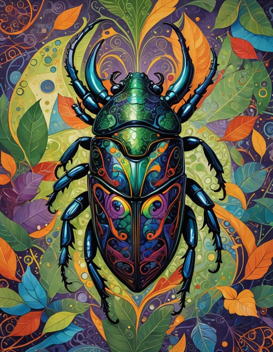 Abstract Scarab Beetle Art with Graffiti Elements
