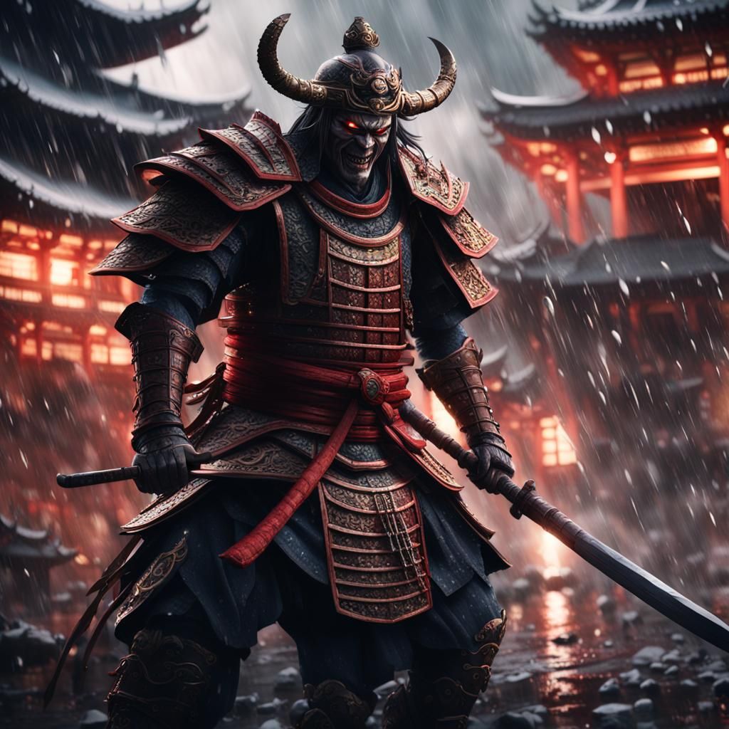 Create a Wide-Angle mesmerizing 3D battle scene with a Japan...