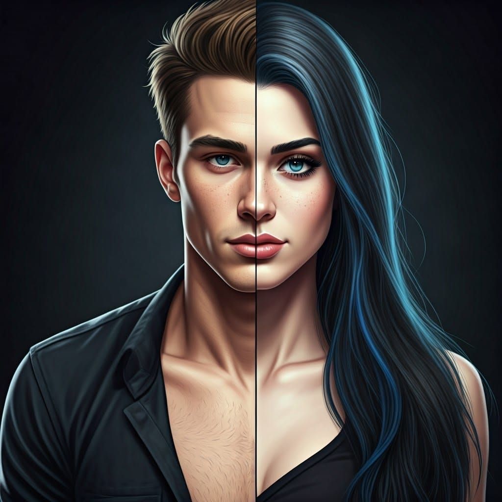 Striking Split Portrait of Gender Transition