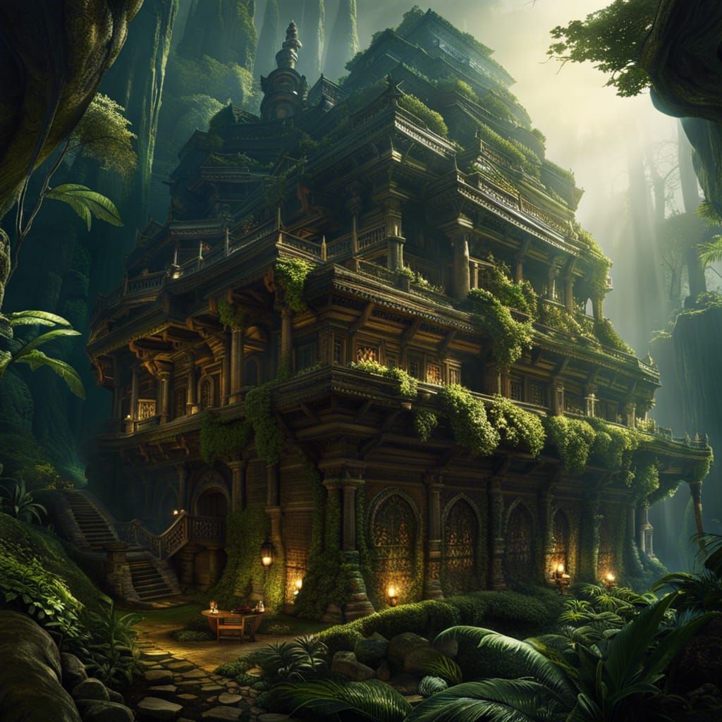 Detailed Underground City Beneath Ancient Forest Roots