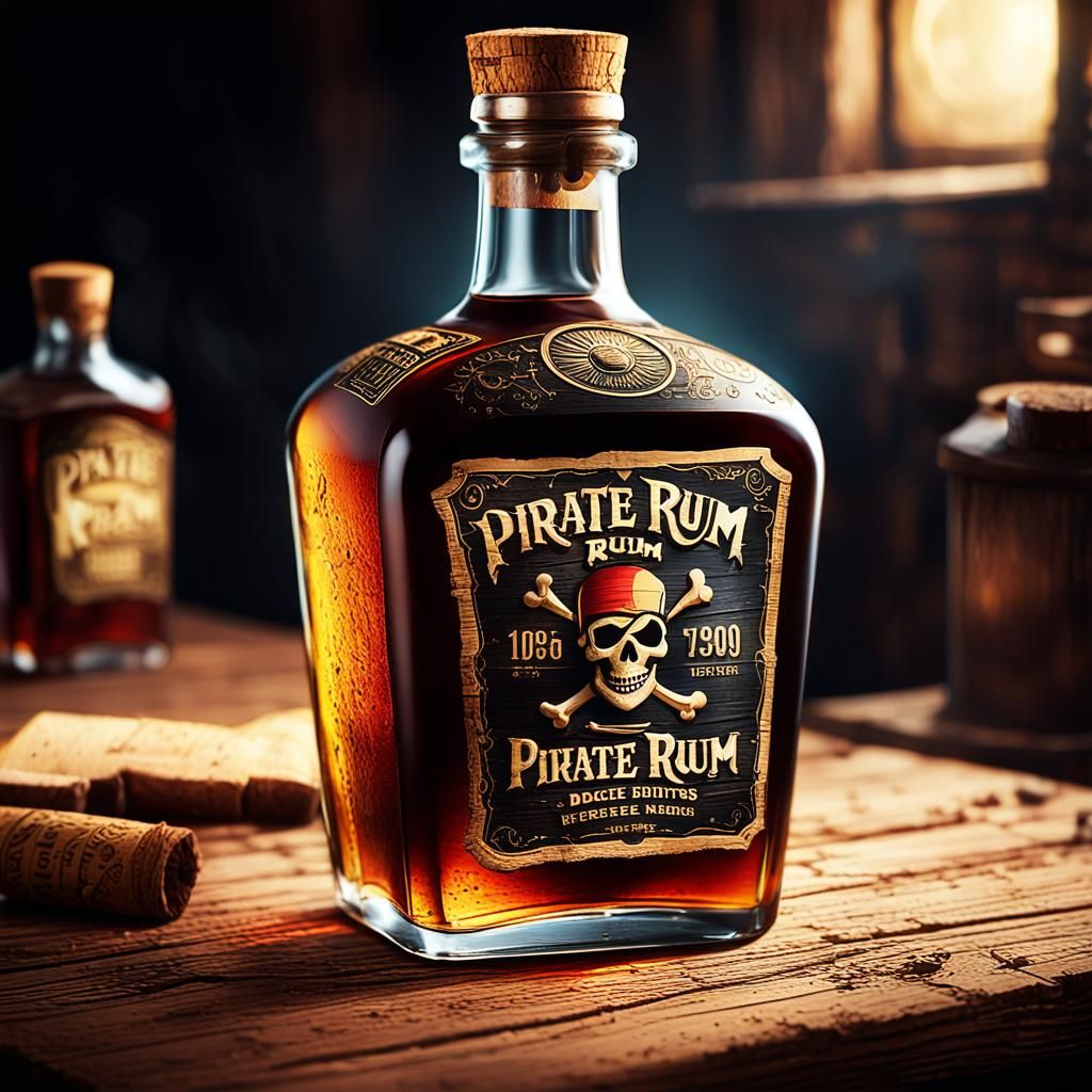 Pirate Rum Bottle in Dutch Master Style