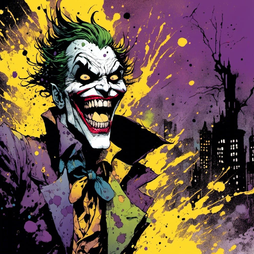 Joker Laughing Maniacally in Inkpunk Comic Art