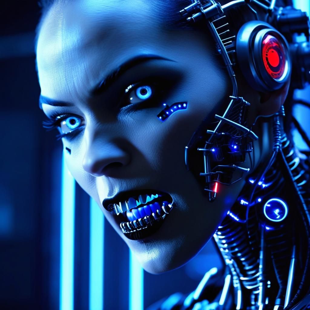 Cyborg Vampire Cybernetic Enhancements in Gritty Sci-Fi Styl...
