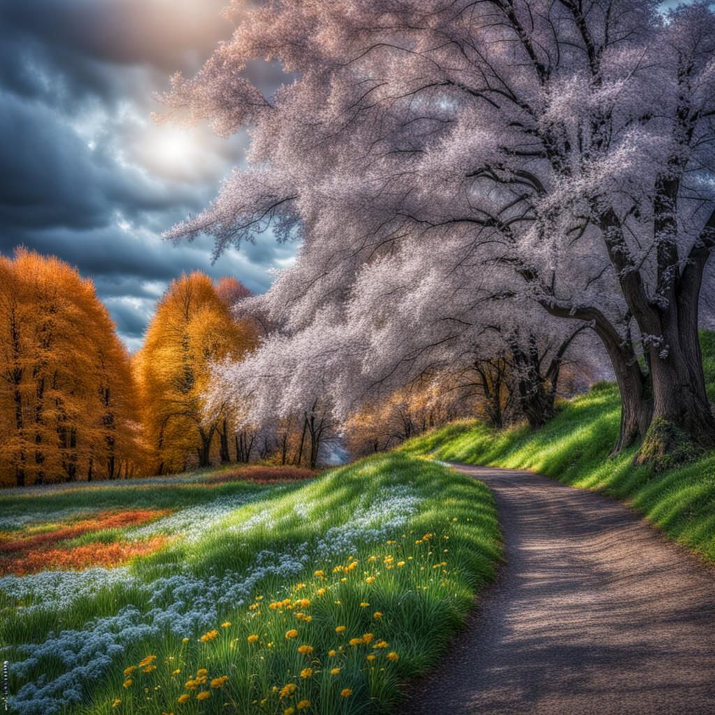 Seasons Combined: Hyperrealistic HDR Landscape