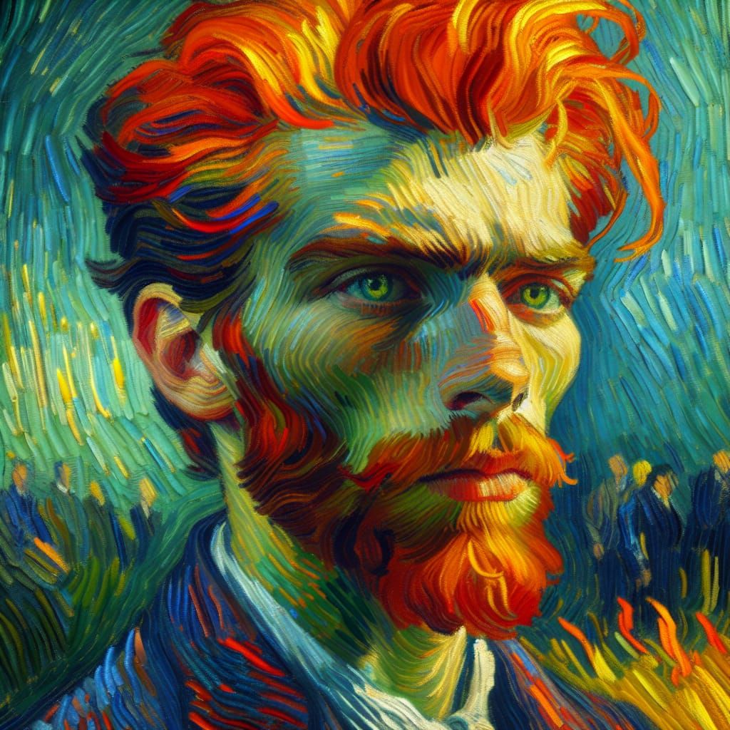 Self-portrait; style of Vincent van Gogh