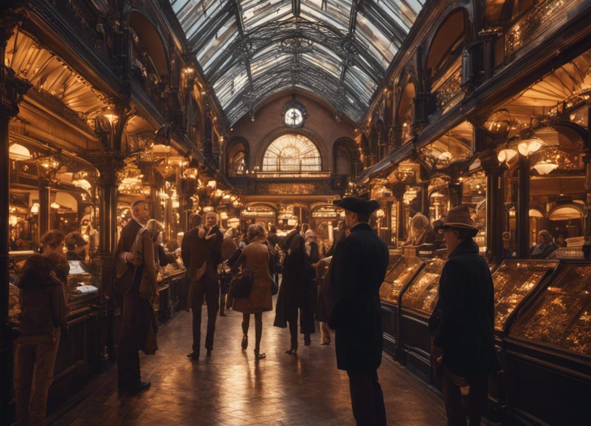 Victorian Arcade at Magic Hour with Volumetric Lighting