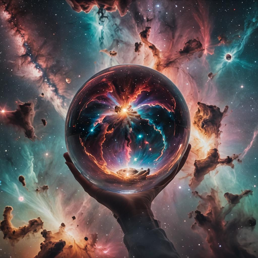Universe in Glass Orb: Photorealistic Nebula Art