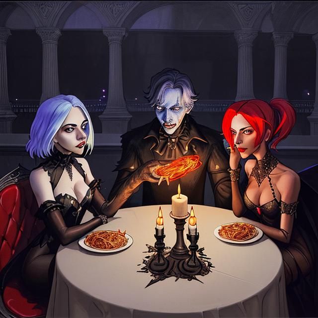 Goths Having a Nice Candle Lit Spaghetti Dinner