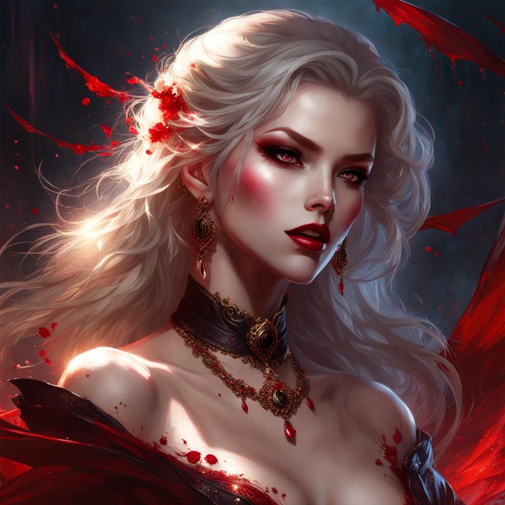 Ethereal Vampire Beauty in Splash Art Style