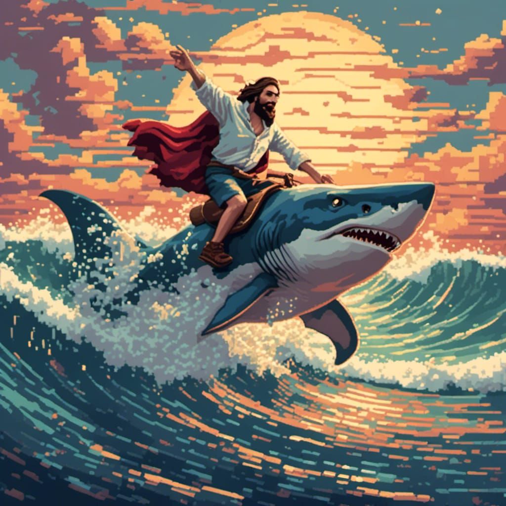 Jesus Christ Rides a Shark