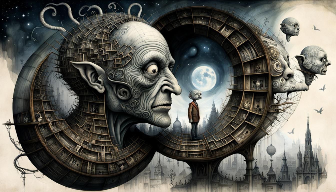 Intricate Mindset Maze as Blueprint Drawing