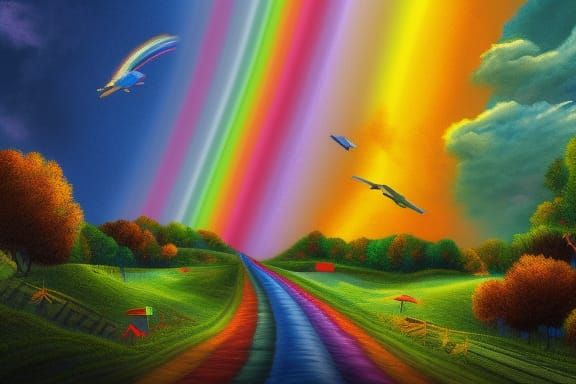 Vibrant Rainbow in Digital 3D Painting