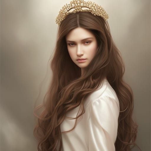 Goddess with Pearls and Silk in Hyperdetailed Portrait