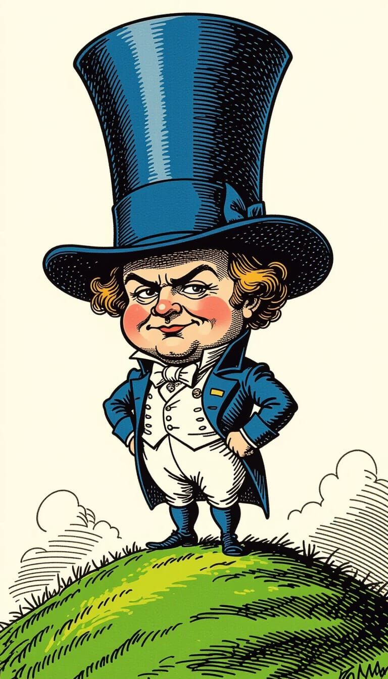 Humorous Etching of Arrogant Napoleon Caricature