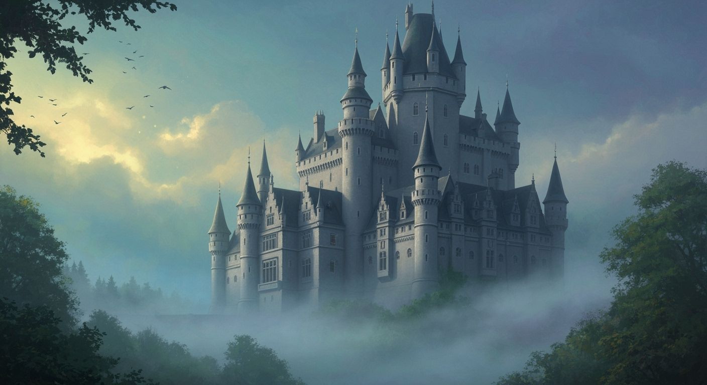 Lighthouse with Cloud Whales in Dreamy Impressionistic Style