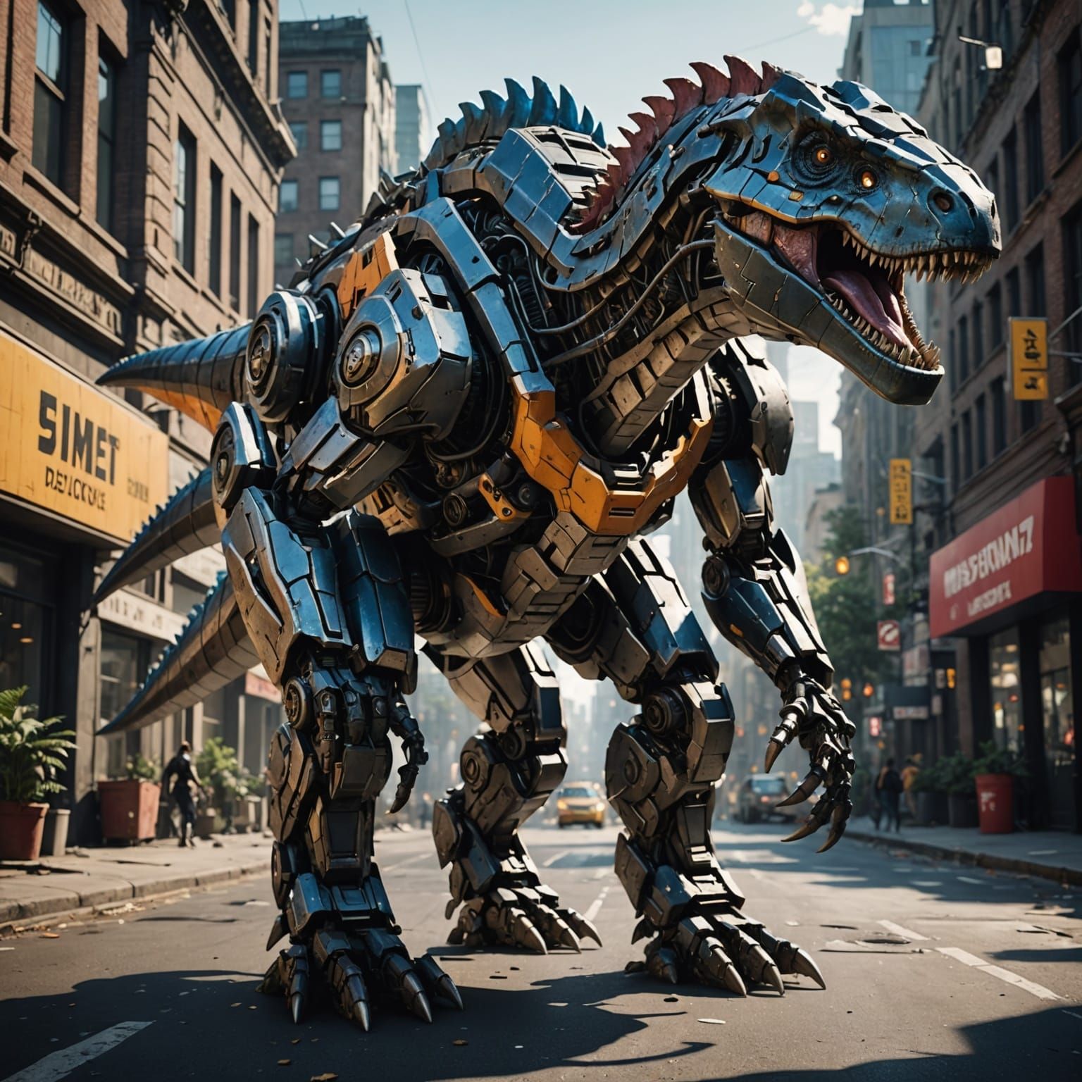 T-Rex Transformer Devastates City Streets in Epic Sci-Fi Lan...