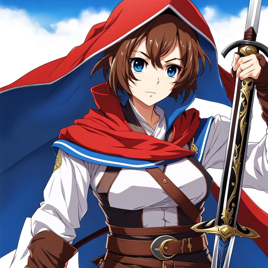 Anime Bandit with Blue Bandana and Sword