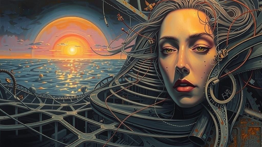 Cyberpunk Steel Wasteland with Decay and Rust