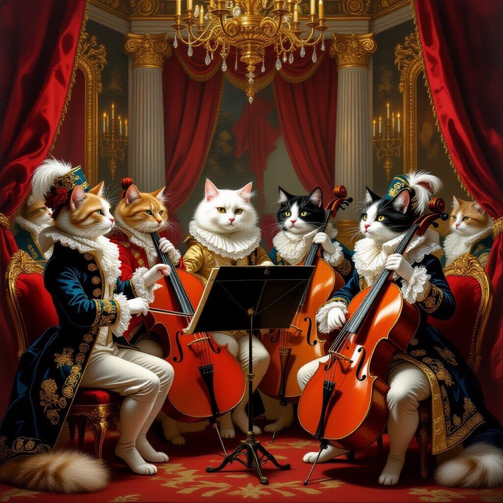 Baroque Cat Concert in Rococo Style