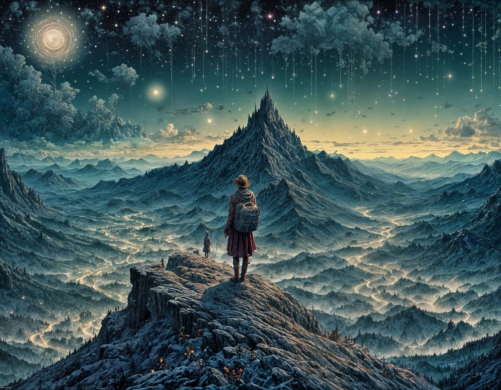 Mystical Mountain Wanderer in Detailed Digital Art