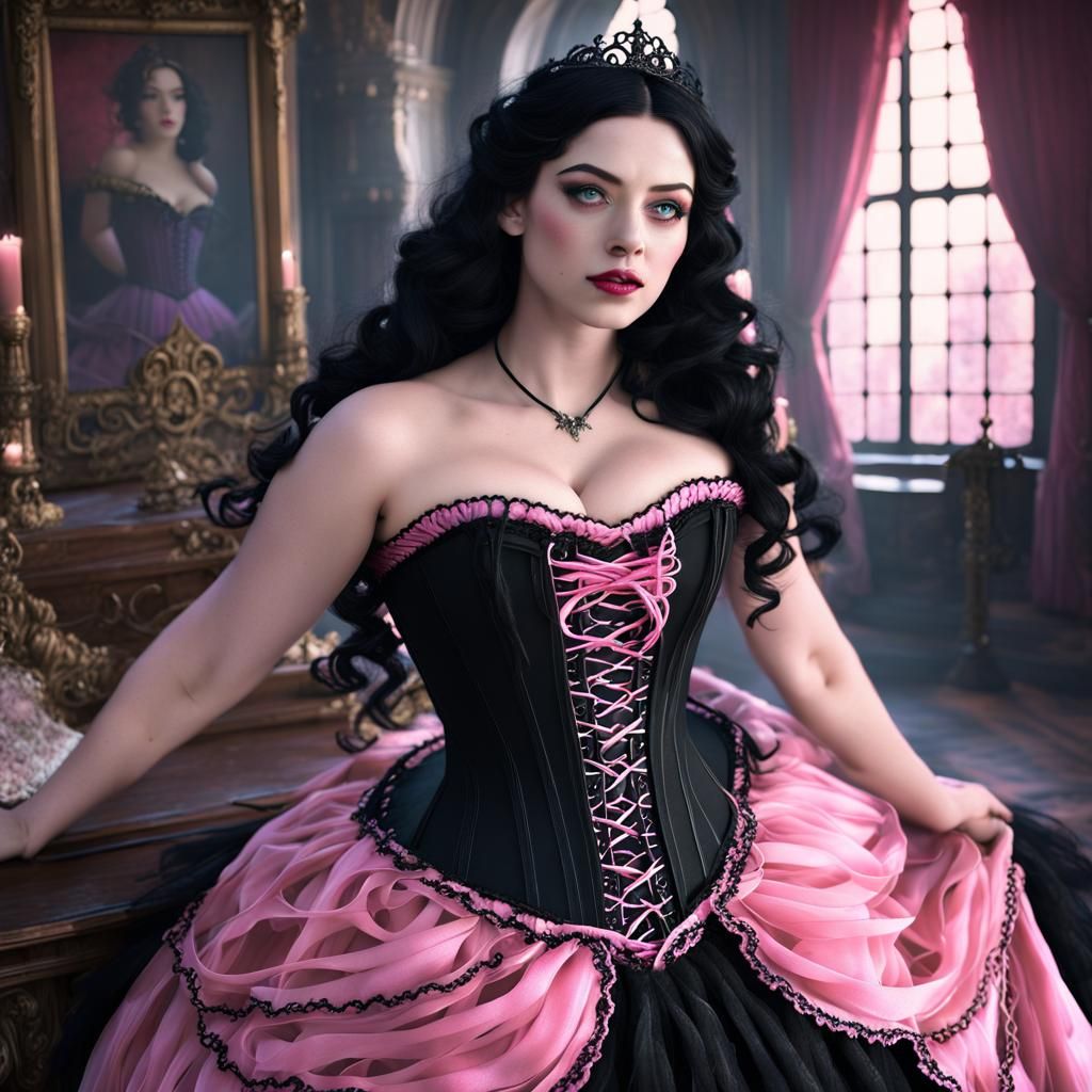 Gothic Fairytale Aurora in Pink and Black Corset
